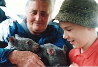 Philip with baby wombats