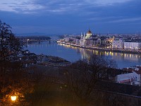  View from the Royal Palace at dusk - Houses of Parliament visible across the Danube