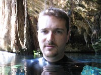  Mark cools off in the Cenote prior to diving NoHoch Nah Chich