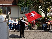  Some guys waving Swiss flags and blowing alp horns were also included as part of the entertainment. Apparently it wasn't just waving of flags, it was tossing of flags, which is a sport in these parts.