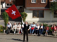  Some guys waving Swiss flags and blowing alp horns were also included as part of the entertainment. Apparently it wasn't just waving of flags, it was tossing of flags, which is a sport in these parts.