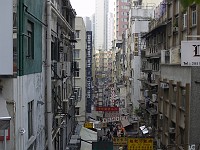  Looking down one of the streets from the mid-level escalators - hugely long escalators that climb over the streets upwards towards the hills.