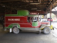  Jeepney - unique to the Philippines. Larger vehicles built from the design of WW2 jeeps left after the war. This one is designed for carrying horses.