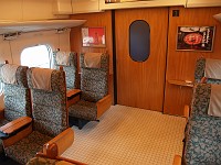  The inside of a Shinkasen high speed train. Note the amount of leg room - more than enough for my long legs!