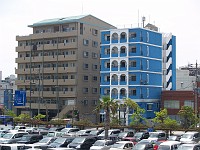  This blue building seemed to contrast quite a bit with its surroundings