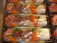  Want to make Sushi for dinner - no problem, just buy this sashimi for approximately five Euros, just add rice and you are set. The sticker tells us that it was prepared at 17:00, so only an hour or so old.