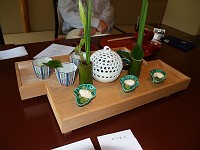  Fifth course - butterbur dressed with miso, boiled tender octopus, simmered Ukai beef with ginger, reduced sweet potato.