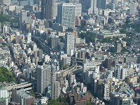  An intersection of the freeways which are built above street-level