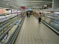  A local supermarket - one side milk, the other side yoghurt and butter. This image provided for the benefit of residents of a small European nation that believe that stocking more than one type of any product is economically inefficent and just plain unnecessary.