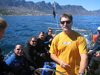  Barry driving the boat. Coming back after a great dive with Dive Action.