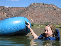  We spent a lot of time floating down the river next to our boats...