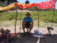  Lunch time on the 3rd day. There was no shade so we made our own