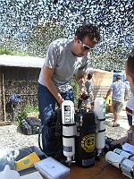  Preparing my Megalodon rebreather before the dive.