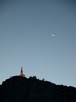  Notre Dame du Roc visible on the hill, seen from the town of Castellane