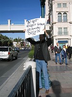  Bush dropped into town for a fundraising drive for the 2004 campain. We couldn't resist the chance to join the protesters...